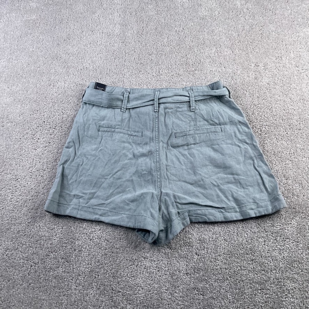 Abercrombie and Fitch Shorts Womens Medium Green Linen Blend Waist‎ Tie NEW NWT - Picture 11 of 15